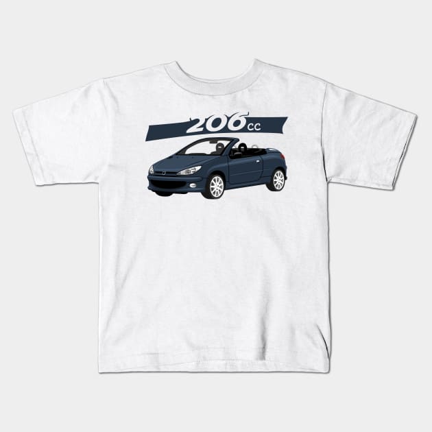 City car 206 cc Coupe Cabriolet france navy Kids T-Shirt by creative.z